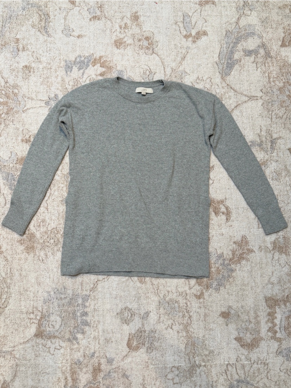 LOFT Gray Crewneck Lightweight Sweater